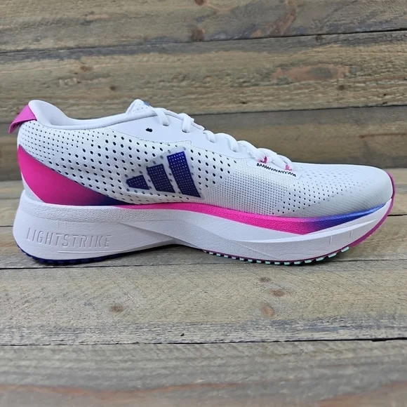 adidas Adizero SL Men's Running Shoes White/Lucid Blue/Fuschia - Picture 7 of 12